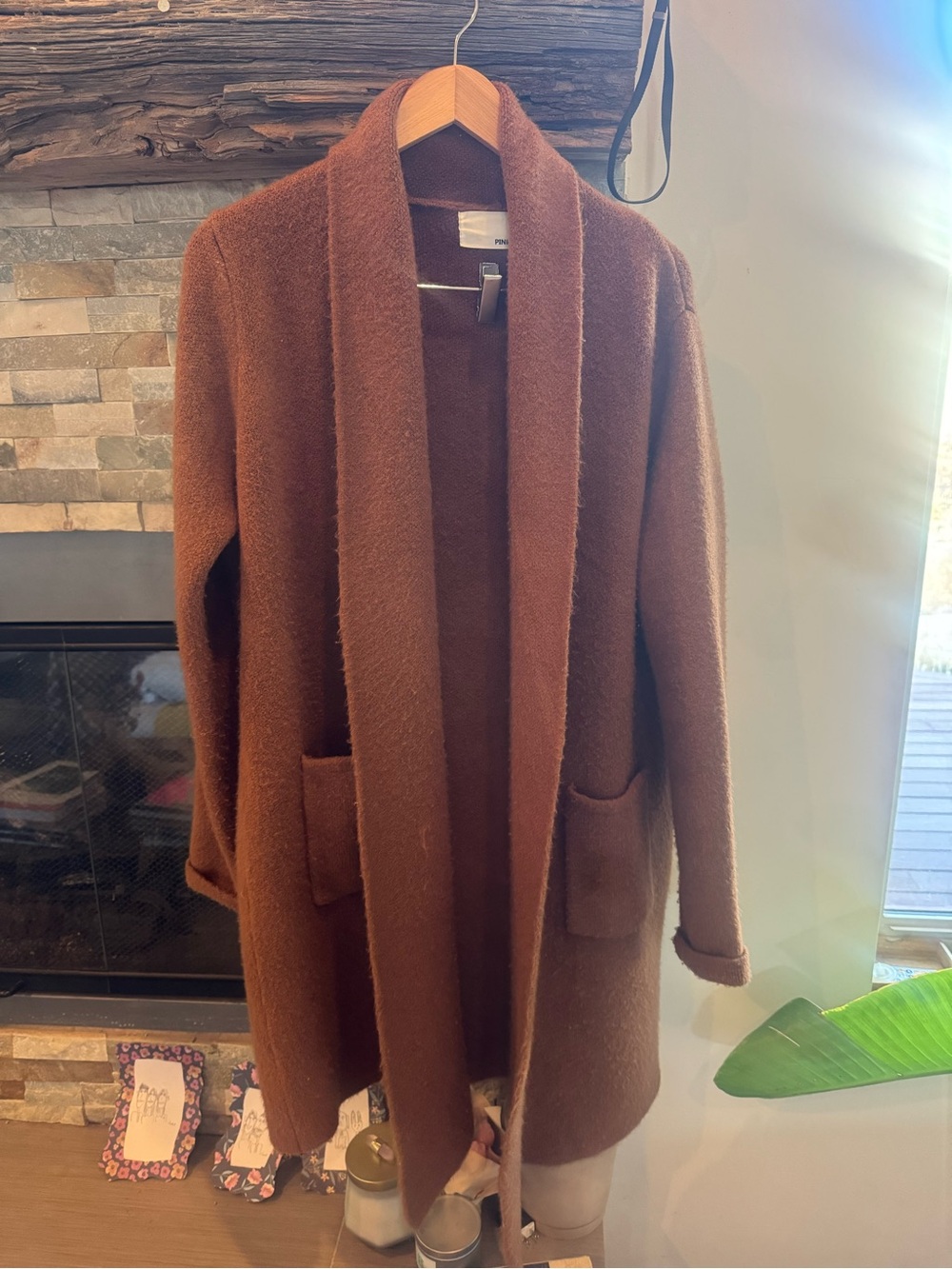 Pink Martini Chestnut Brown Open-Front Sweater Cape